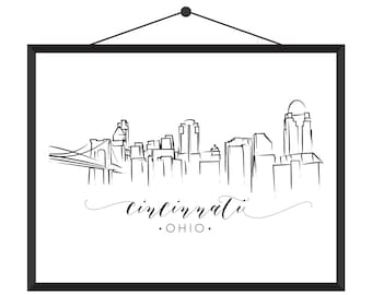 Cincinnati, OH Downtown Skyline Art Print | Instant Download