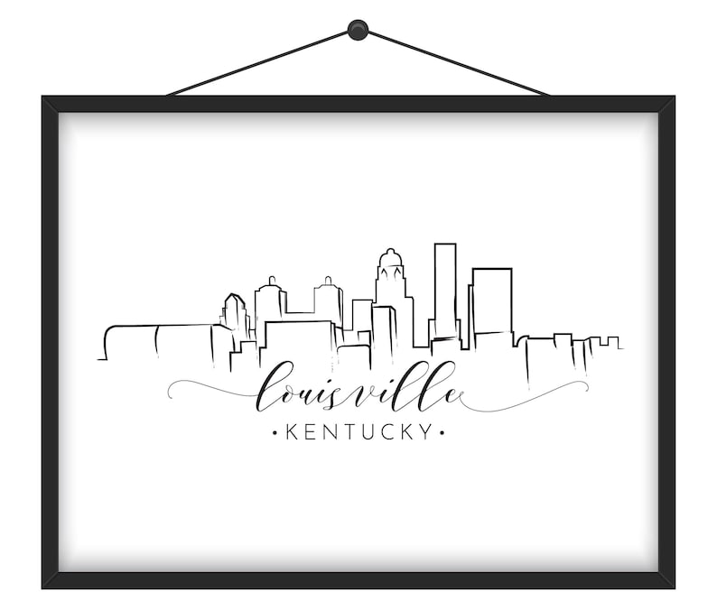 Louisville KY Downtown Skyline Art Print Instant Download Etsy