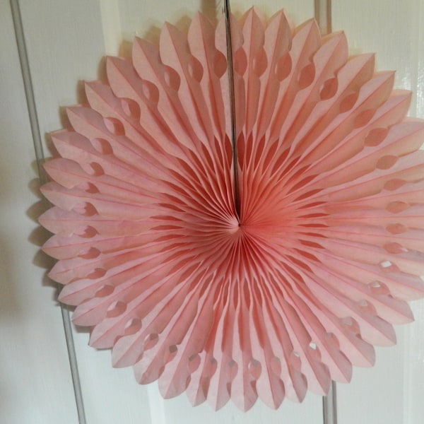 12" Light Pink Tissue Paper Decorative Fans-Large Fancy Circles- Wedding Decoartion-Baby Shower-Bridal Decor-Hanging Room Pom-Birthday Party