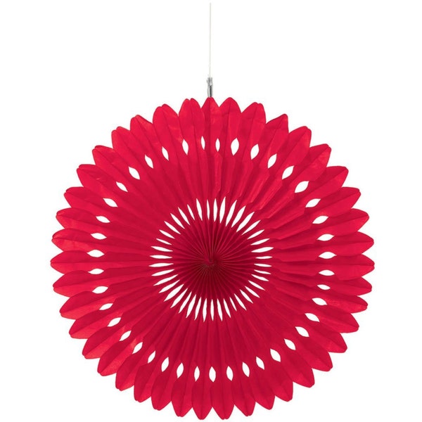 12" Red Tissue Paper Decorative Fans-Large Fancy Circles- Wedding Decoartion-Baby Shower-Bridal Decor-Hanging Room Paper Pom-Birthday Party