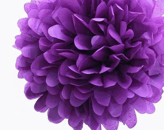 4" Purple Tissue Paper Pom Poms- Mini Paper Flower Pom-Wedding Decoartion-Baby Shower- Bridal Decor- Hanging Room Paper Pom- Sofia the First