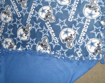 Small Child/Toddler Sized Dallas Cowboys no sew fleece blanket with Blue Back (36" x 58"") 1 yard NFL Football hand tied toddler bed throw