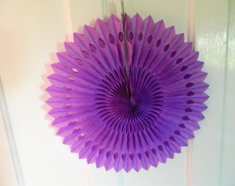 12" Purple/Grape Tissue Paper Decorative Fans-Large Fancy Circles-Party-Wedding Decoartion-Baby Shower-Bridal Decor-Hanging Room Paper Pom-