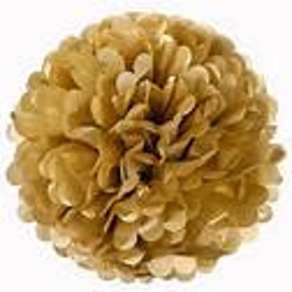 14" Metallic Gold Tissue Paper Pom Poms- Large Table Paper Flower Pom-Wedding Decoartion-Baby Shower-Bridal Decor-Hanging Paper Pom-Birthday