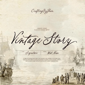 Vintage Story Font, Signature Script Typeface, Handwritten Font for Branding & Logo, Commercial Use