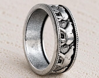 Handmade Sterling Silver Spinner Ring, Wide Ornate Fidget Band, Textured Boho Jewelry