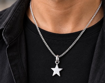 Handgefertigter Sternanhänger aus 925er Sterlingsilber, minimalistischer Himmelsanhänger, Unisex-Boho-Schmuck