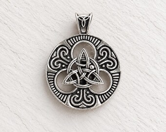 Sterling Silver Celtic Triquetra Pendant, Oxidized Trinity Knot Jewelry