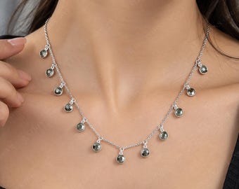 Handmade Pyrite Stone Statement Necklace, Boho Artisan Gemstone Jewelry