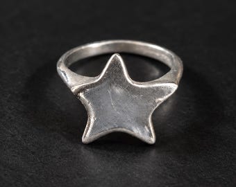 Handmade Sterling Silver Chunky Star Ring, Celestial Statement Jewelry