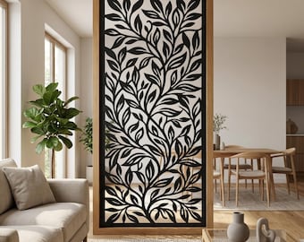 Lövfärgad metallskärm, dekorativa väggpaneler, rumsavdelare, sovrumsavdelardekor, fönsterdekorpanel, altanräckepanel