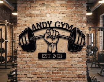 Personlig gymskylt, anpassad metallskylt för träning, hemgymdekor, tyngdlyftningsväggdekor, fitnessmetallskylt, gympresenter till honom