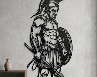 Spartansk metallväggdekoration, krigarväggkonst, antik grekisk dekor, man cave-dekoration, gymväggdekoration, spelrumsdekoration, historiska presenter till honom