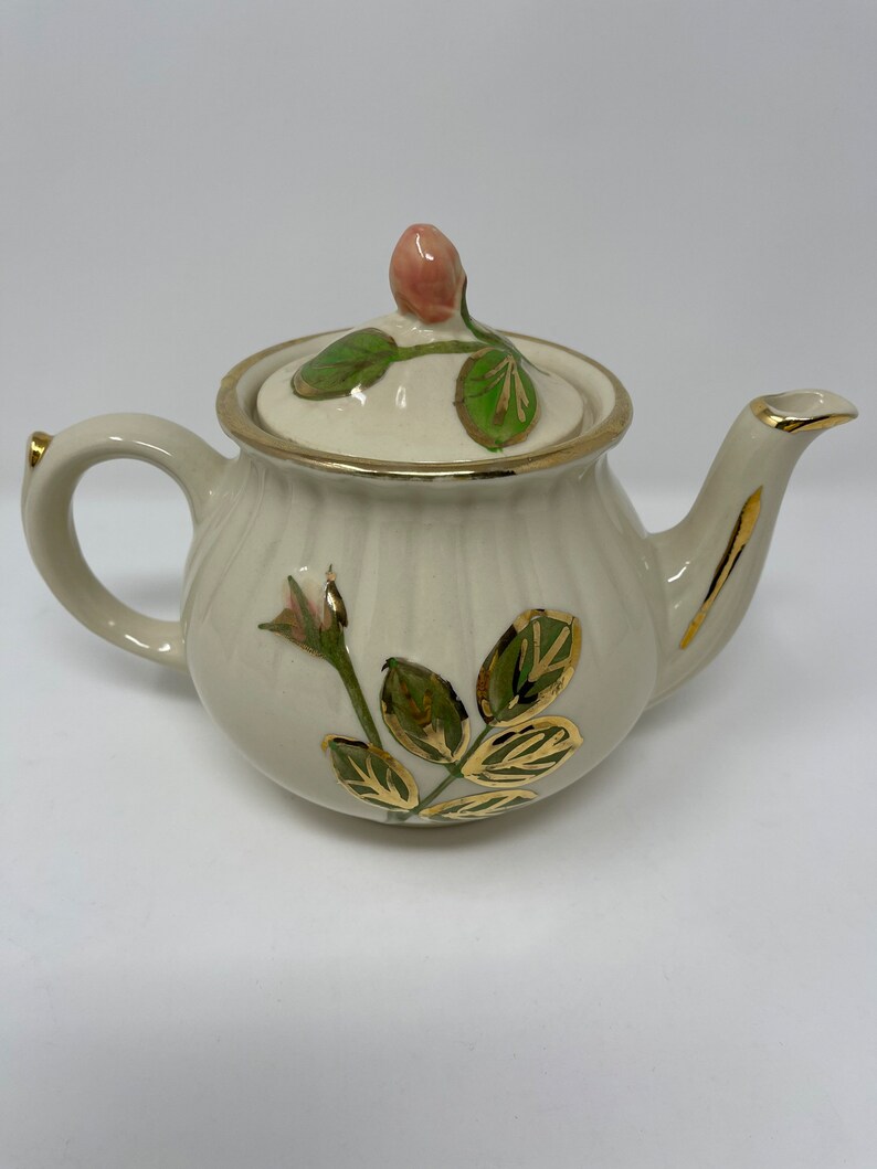 Vintage Teapots, Porcelain Teapots, Cream Colored Teapots With Floral