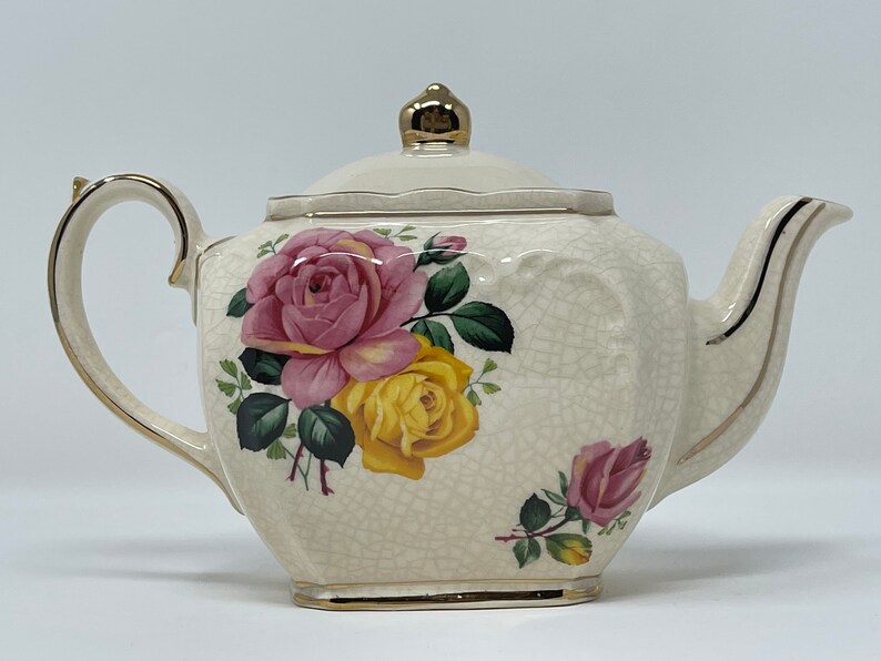 Vintage Teapots, Porcelain Teapots, Cream Colored Teapots With Floral