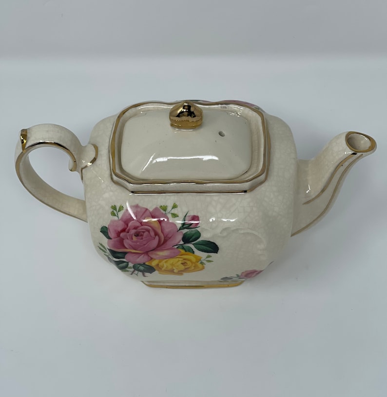 Vintage Teapots, Porcelain Teapots, Cream Colored Teapots With Floral