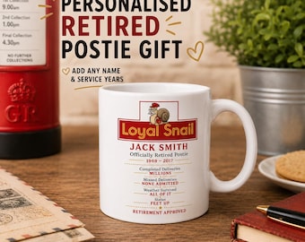 Personalised Retired Postie Mug | Loyal Snail Royal Mail Retirement Gift