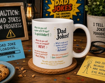 Dad Jokes Coffee Mug | Funny Puns, Cringe Humour, Husband Gift