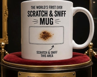 Scratch and Sniff Mug, Novelty Coffee Mug, Office Joke, Gag Gift