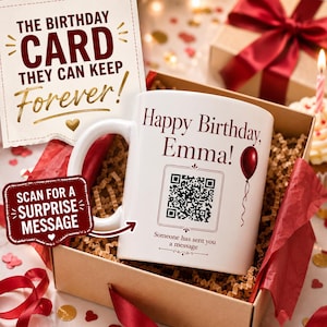 Personalised Birthday QR Code Mug | Video Message Surprise Gift