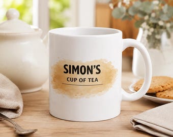 Personalised Watercolour Tea Mug | Custom Name Gift for Tea Lovers