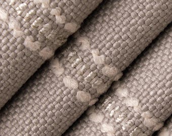 Heavy Duty Upholstery Fabric – Dove Value Stripes, Pet Friendly, Bleach Cleanable (Sold by Yard)