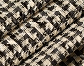 1/2 YARD  Black White Gingham Upholstery Fabric: Heavy Duty Polyester for Home Decor