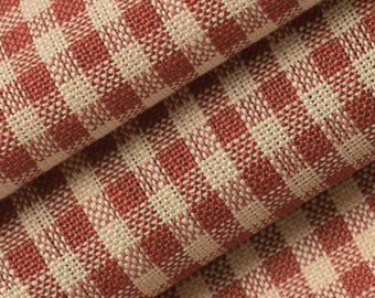 1/2 YARD Red Gingham Upholstery Fabric: Heavy Duty Polyester for Home Decor