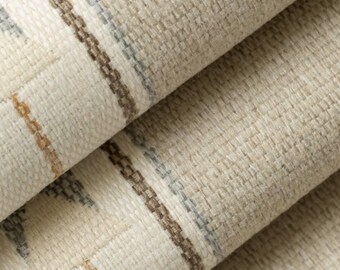 1/2 YARD Beige Cultural Woven Upholstery Fabric, Crypton Stain Resistant Home Decor