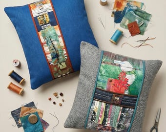 Custom Artisan Fiber Art Pillow, Mixed Media Upholstery Fabric, 18x18 (Made To Order)
