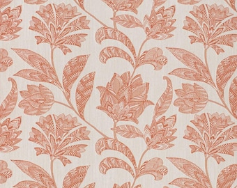 Terracotta Floral Woven Upholstery Fabric - 1/2 YARD