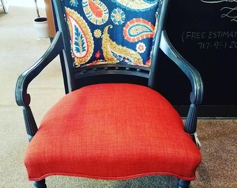1/2 YARD Blue, Orange, Yellow, Paisley  Pattern Upholstery Fabric for Furniture and home Decor multicolors fabric