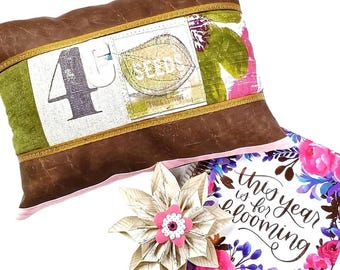 12x18 Lumbar Custom Artisan Pillow Cover, Mixed Media Fabric Art (Made To Order)