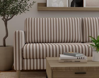 Taupe Stripe Upholstery Fabric – Heavy Duty, EcoFiber, Bleach Cleanable (By Yard)