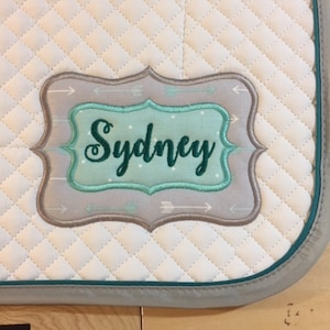 Custom English Embroidered Saddle Pad -  Double-Applique Monogram All Purpose, Dressage or Pony