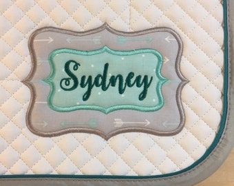 Custom English Embroidered Saddle Pad -  Double-Applique Monogram All Purpose, Dressage or Pony