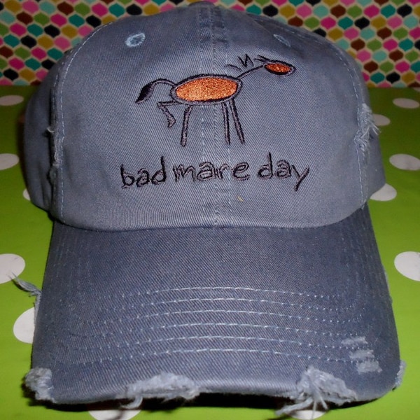Bad Mare Day Horse Custom Embroidered Equestrian Baseball Cap