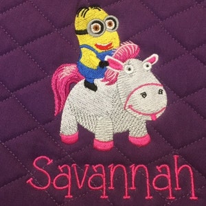 Custom English Embroidered Saddle Pad -  Minion Pony Applique All Purpose, Dressage or Pony