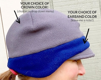 Custom Winter Fleece Hat, Earflap Beanie Hat, Women's Hat, Adult Winter Hats, Hat with Earmuffs, Fleece Hat for Women, Winter Hat for Women