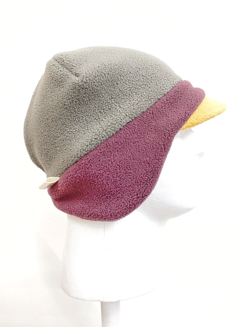 Ready to Ship, Winter Fleece Large Hat, Earflap Beanie Hat, Women's Warm Two Tone Hat, Adult Winter Hat, Hat with EarFlaps, Women's Beanie image 1