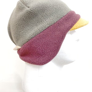 Ready to Ship, Winter Fleece Large Hat, Earflap Beanie Hat, Women's Warm Two Tone Hat, Adult Winter Hat, Hat with EarFlaps, Women's Beanie image 3