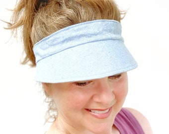 Linen Blend Visor for Women, Adjustable Visor, Women's Sun Hat, Visors for Women, Women's Large Visor, Beach Visor Hat, Hat to Wear with Bun