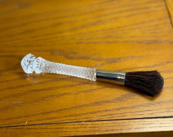 Vintage geschliffene Glas Eitelkeit Pulver Bürste Kristall Griff Schminktisch