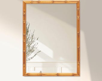 Bamboo Mirror Frame, Elegant Vintage Wall Mirror Frame, Custom Framed Mirror, Classic Home Decor