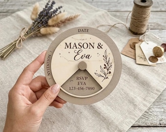 3D Rotating Round Invitations, Interactive Circle Invite Lasercut, Birthday Card, Wedding, Baby Shower, Party, Save the Date