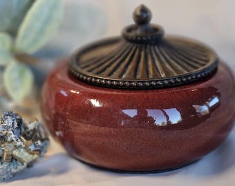 Oxblood Red Lidded Spell Jar for Altar~(sang de boeuf)