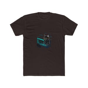 Cyberpunk Coding Cat T-shirt, Hacker Developer Graphic T-shirt voor software-ingenieurs