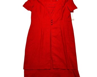 Cynthia Howie Maggy Boutique Dress Womens 14 Red Vintage Career Classic Elegant