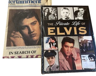 Elvis Presley Lot Vintage 1987 Newspaper + Sealed Private Life of Elvis Book