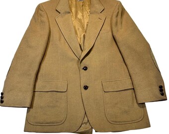 Unbranded Sport Coat Mens L Camel Tan Vintage Academic Elbow Patch Blazer